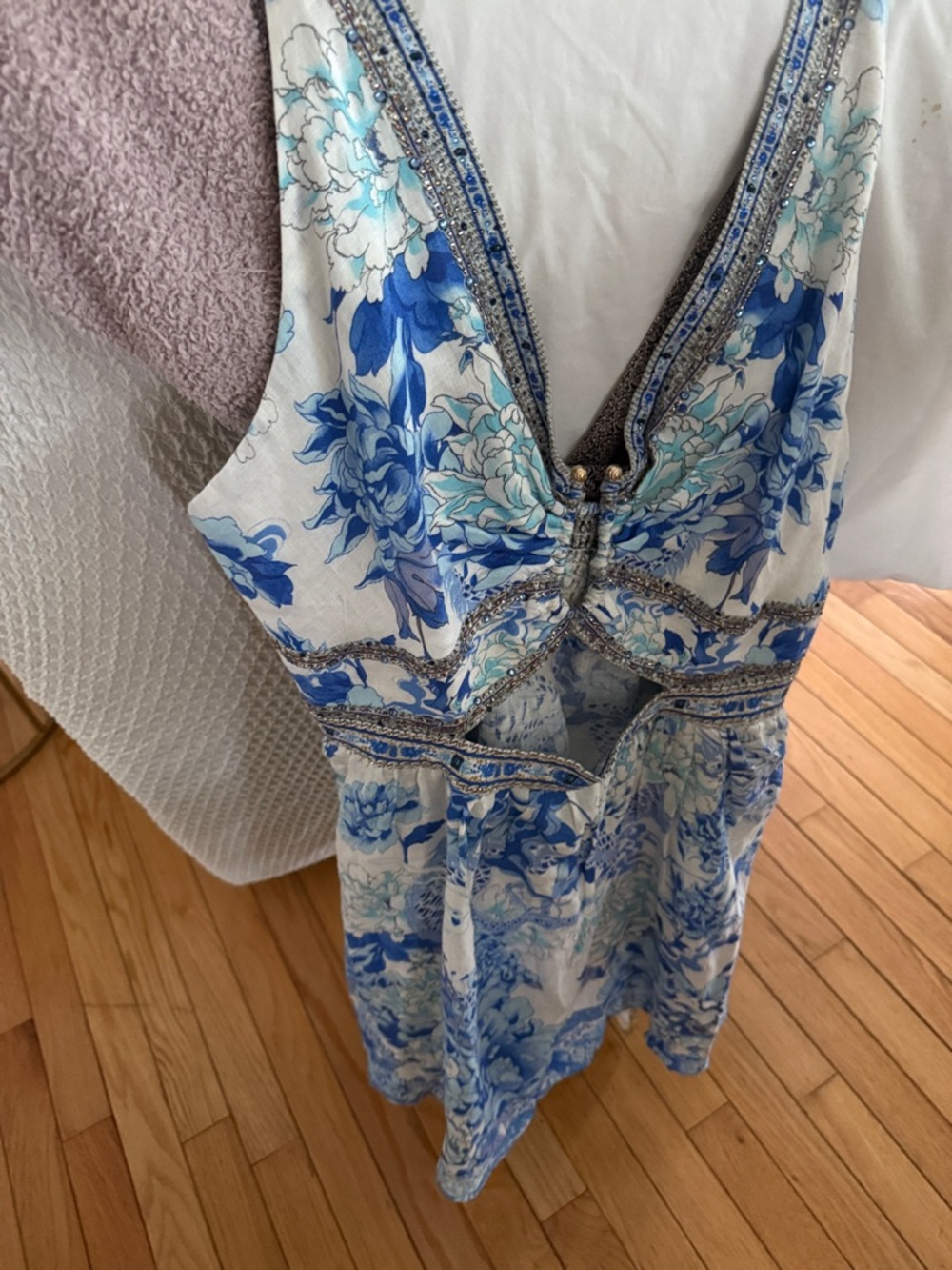 Camilla Blue🩵 and White Floral Cutout Mini Dress - Picture 6 of 12